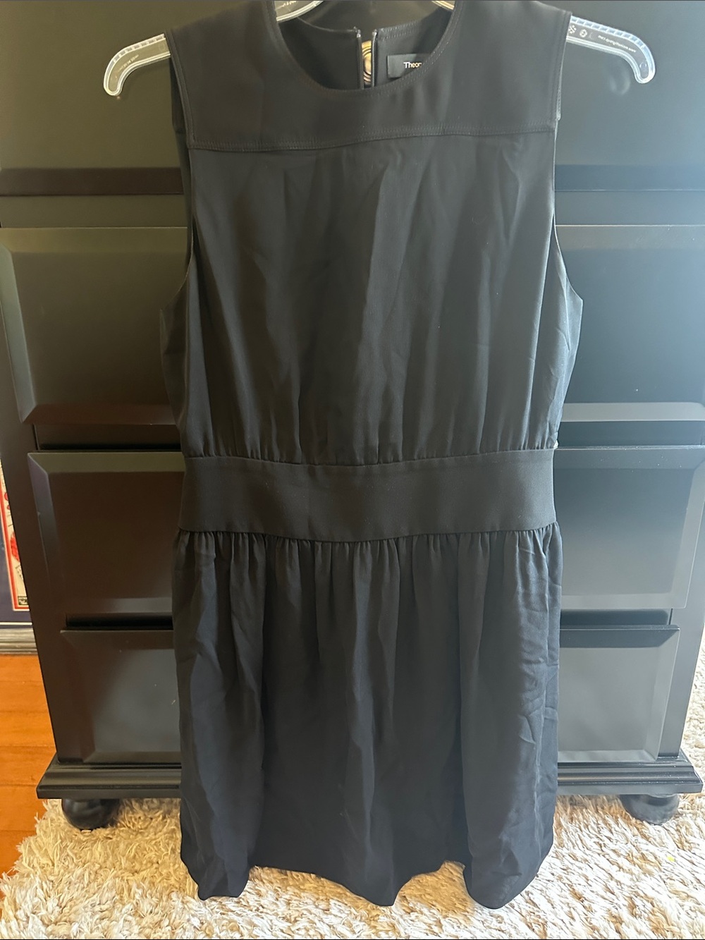Theory Black Sleeveless Waist-Defined Dress